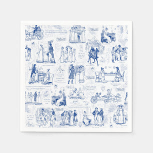 Pride en Vooroordelen Blauw Toile Citaten Illustra Servet