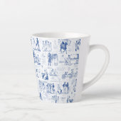 Pride en vooroordelen Blue Toile Quotes Latte Mok (Rechts)