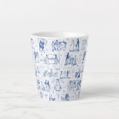 Pride en vooroordelen Blue Toile Quotes Latte Mok (Voorkant)