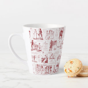 Pride en vooroordelen Red Toile Quotes Latte Mok