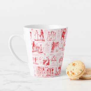 Pride en vooroordelen Red Toile Quotes Latte Mok