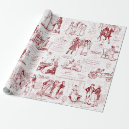 Pride en Vooroordelen Rode Toile Citaten Illustrat Cadeaupapier