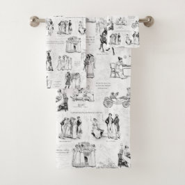 Pride en Vooroordelen Zwart Wit Toile Quotes Bad Handdoek