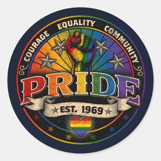 Pride est. 1969 ronde sticker (Voorkant)