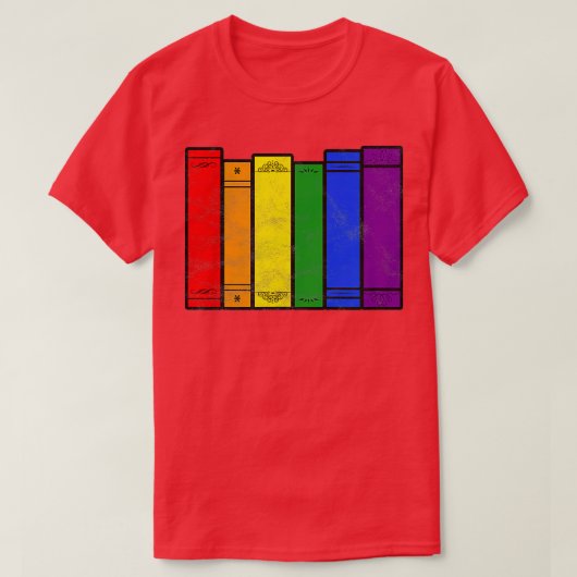 Pride Flag Books Bookish Rainbow Queer Reader Gay T-shirt (Design voorkant)