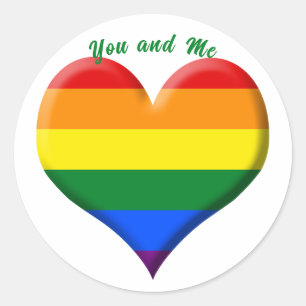 Pride Flag Heart Ronde Sticker