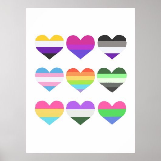 Pride Flag Hearts Poster (Voorkant)