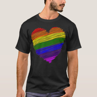 Pride Flag, ik hou van LGBT, regenboogkleurig hart T-shirt