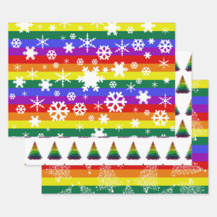 Pride Flag kerstboom Snowflake Patroon Inpakpapier Vel