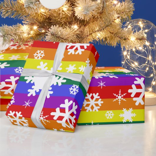 Pride Flag Kerstmis Snowflake Cadeaupapier (Feestdagen)