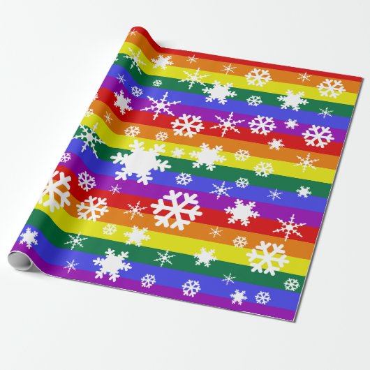 Pride Flag Kerstmis Snowflake Cadeaupapier (Uitgerold)