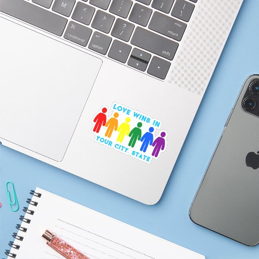 Pride Flag Mensen Sticker (Laptop met iPhone)