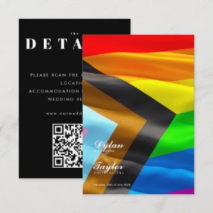 Pride Flag Typografie Zwarte Gay Trouwdetails Informatiekaartje