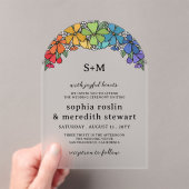 Pride Flowers Arch Monogram LGBT Wedding Acryl Uitnodigingen (Insitu (Draagbaar))