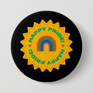 Pride. Gelukkig trots. Homogene liefde, regenboogk Ronde Button 7,6 Cm