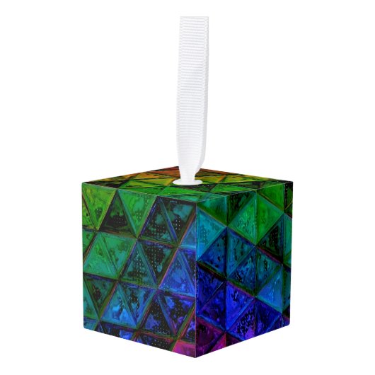 Pride Glas  Kubus Ornament (Voorkant hoekig)