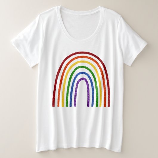 Pride Glitter Handgetekende regenboog Grote Maat T-shirt (Design voorkant)