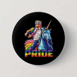 Pride Grappig Trump Rijden Eenhoorn LGBT Homo Lesb Ronde Button 5,7 Cm