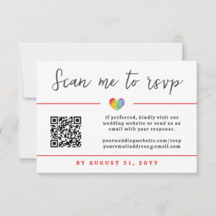 Pride Heart Gay Lesbian Wedding QR Code Online RSVP Kaartje