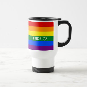 Pride Heart LGBT 6-Stripe regenboogvlag Reisbeker