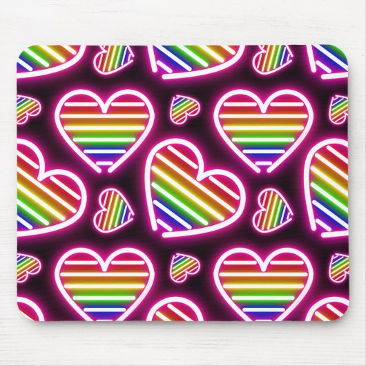 Pride Heart Neon Tekenen Muismat (Voorkant)