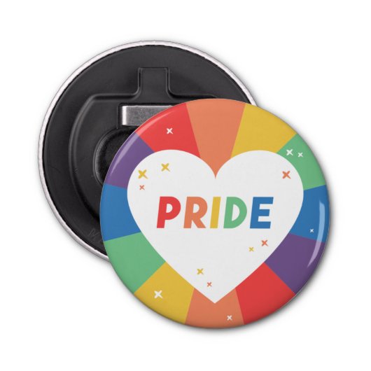 Pride Heart Sparkle Button Flesopener (Voorkant)