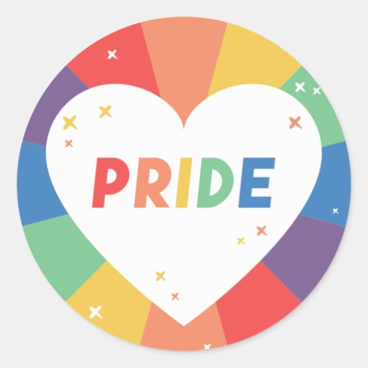 Pride Heart Sparkle Ronde Sticker (Voorkant)
