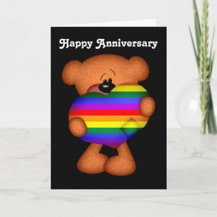 Pride Heart Teddy Bear Happy Jubileum Kaart