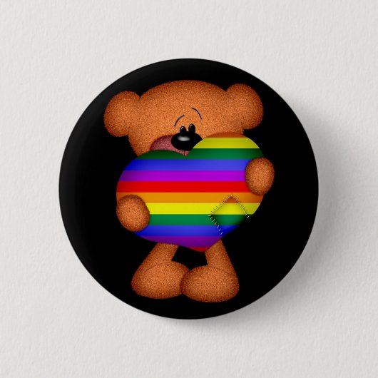 Pride Heart Teddy Bear Ronde Button 5,7 Cm (Voorkant)