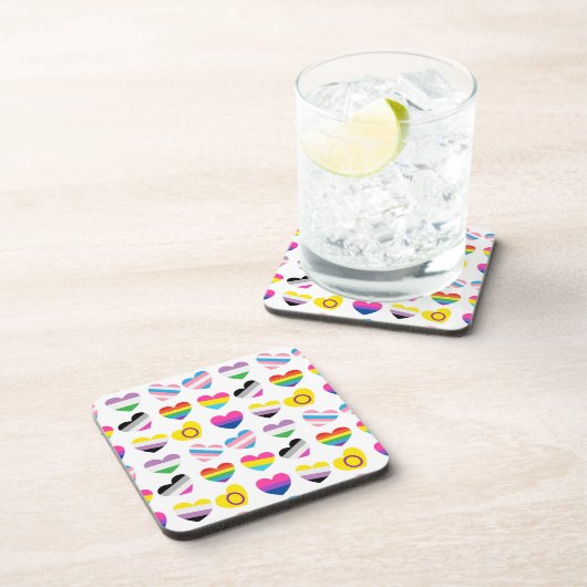 Pride Hearts Cork-Backed Dessous de verre (Côté Droit)