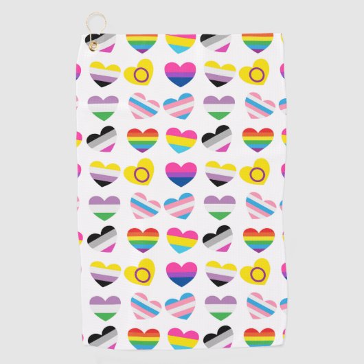 Pride Hearts Golf Towel Golfhanddoek (Voorkant)