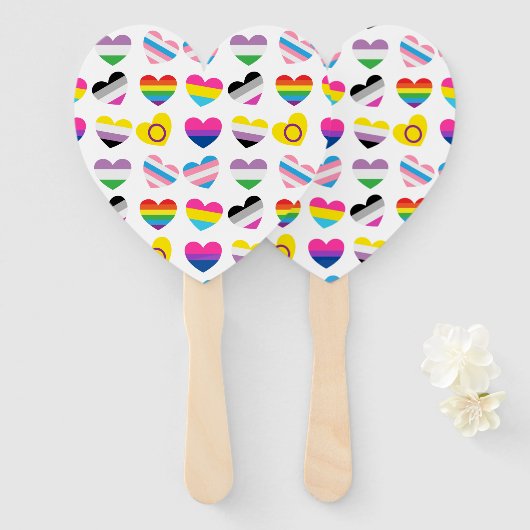 Pride Hearts Hand Fans Handwaaier (Voorkant en achterkant)