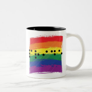 Pride in braille tweekleurige koffiemok