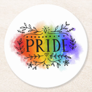 Pride in Waterverf Ronde Kartonnen Onderzetter