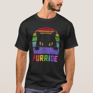 Pride Kat Purride Gay LGBTQ Regenboog Vlag Retro S T-shirt