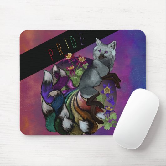 Pride Kitsune en Columbine Flowers Muismat (Met muis)