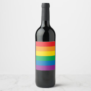 Pride Kleurig regenboogontwerp Wijn Etiket