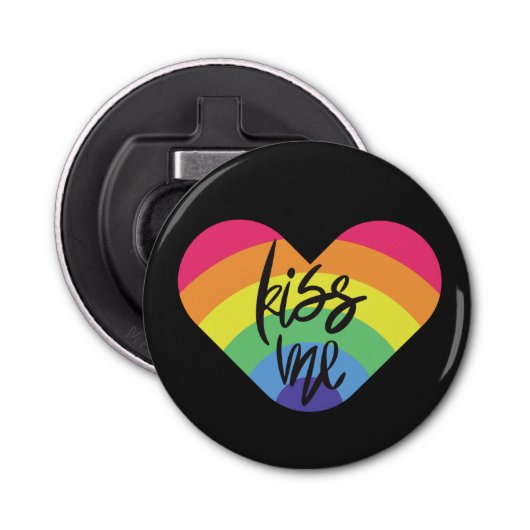 Pride, kus me, liefde is eerlijk. button flesopener (Voorkant)
