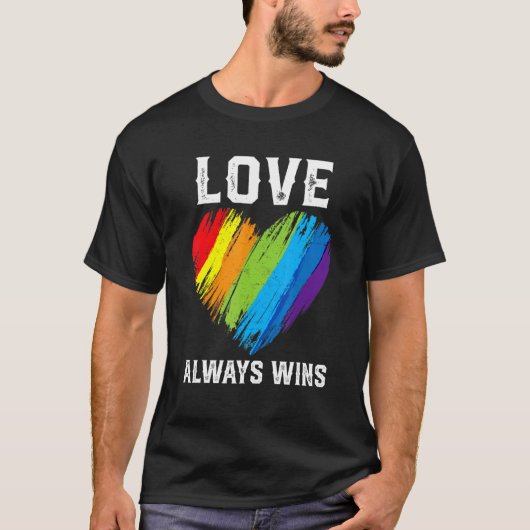 Pride Lgbt Maand Cute Rainbow Heart Love Wins T-shirt (Voorkant)