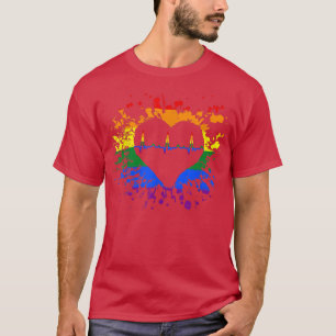 Pride LGBT Rainbow Heartbeat ECG pride LGBT-month T-shirt