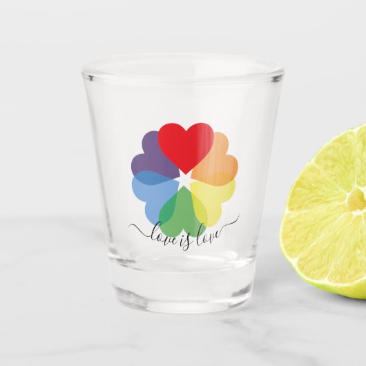 Pride LGBT Rainbow Hearts Shot Glas (Voorkant)