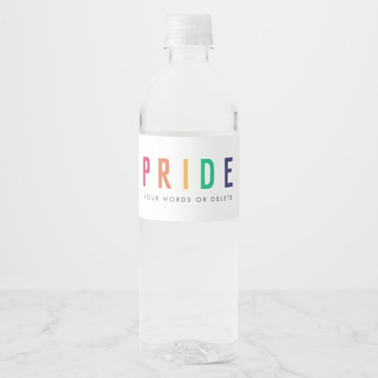 Pride | LGBTQ Gay Modern Rainbow Waterfles Etiket (Voorkant)