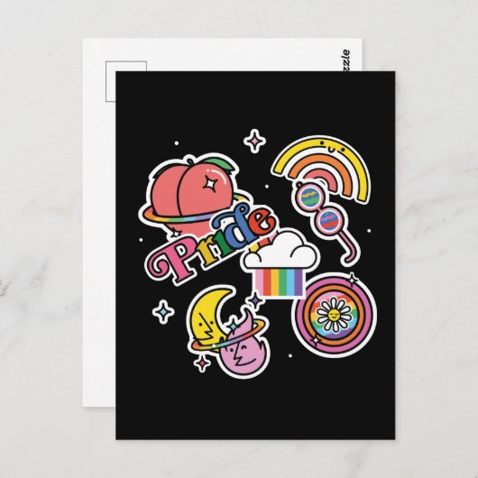 Pride+LGBTQ. Liefde trots. Rainbooghart met bloem Briefkaart (Voorkant / Achterkant)