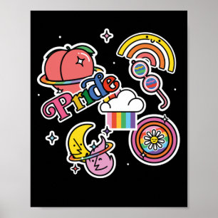 Pride+LGBTQ. Liefde trots. Rainbooghart met bloem Poster