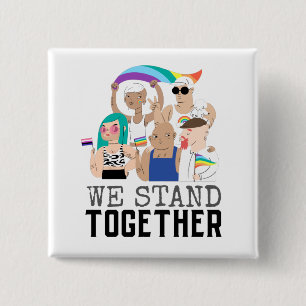 Pride LGBTQ We staan samen met mensen Unity Vierkante Button 5,1 Cm