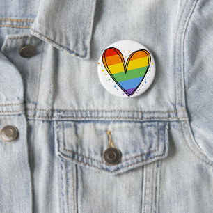 Pride Love Heart Gay Rainbow LGBTQ Sleutelhanger Ronde Button 5,7 Cm