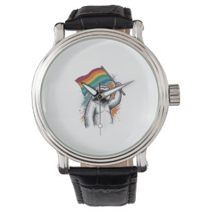 Pride Luiaard Vintage Gravure T-Shirt Design_1 Horloge