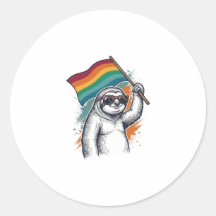 Pride Luiaard Vintage Gravure T-Shirt Ontwerp_1 Ronde Sticker
