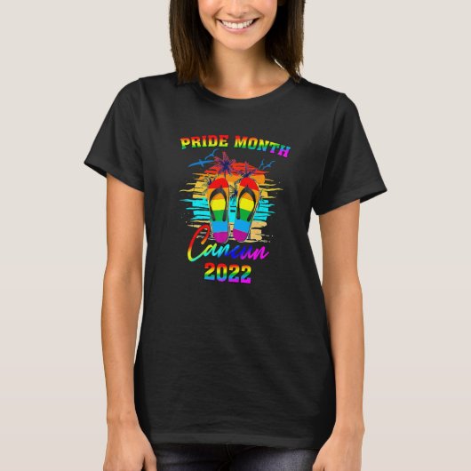 Pride Maand LGBT Cancun LGBTQ Zonsondergang Sandaa T-shirt (Voorkant)