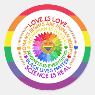 Pride maand LGBT met regenboogliefde is liefde Ronde Sticker